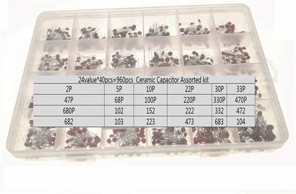 960Pcs/Lot 2PF-0.1UF 50V 24Value*40Pcs Kit d’assortiment de condensateurs en céramique