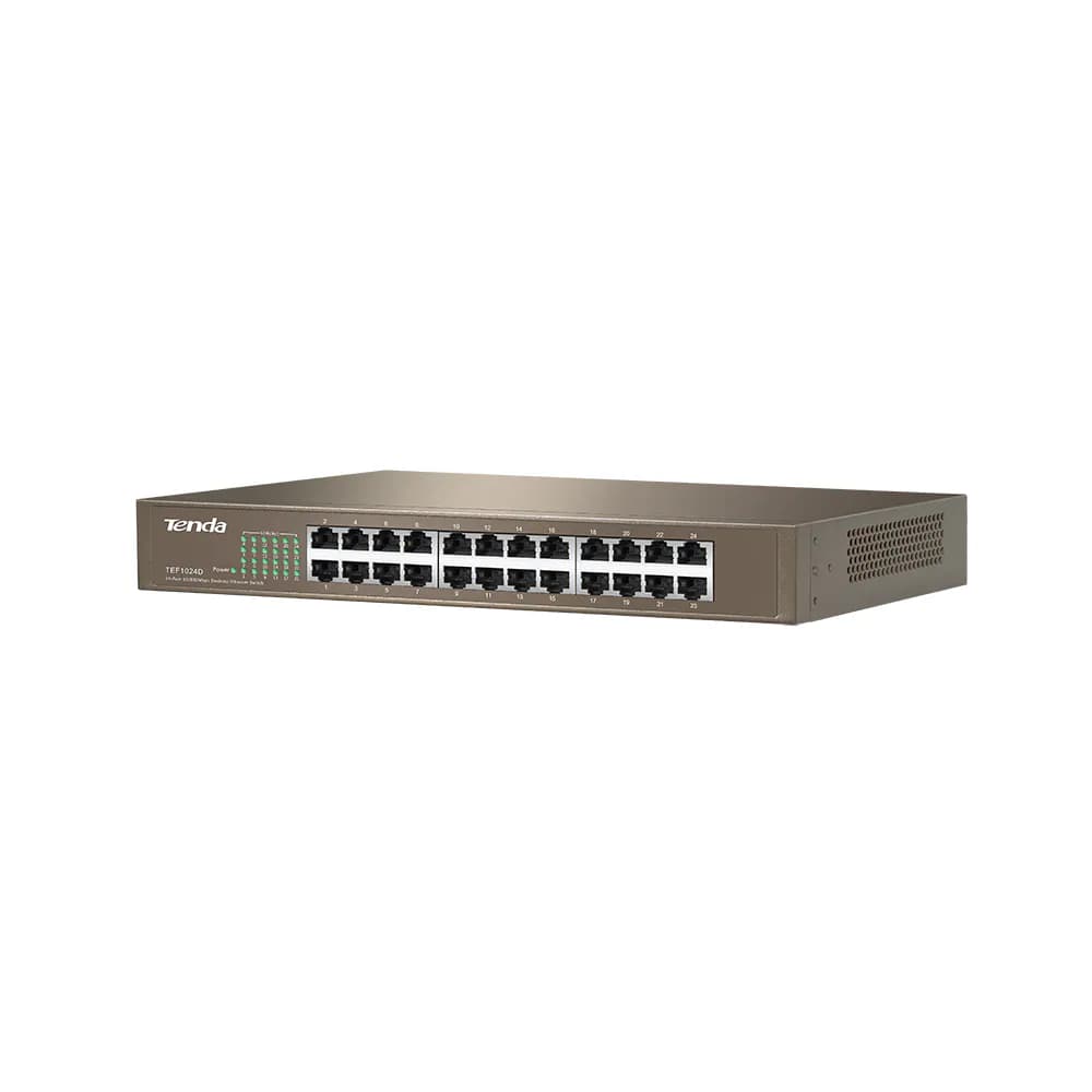 محول Tenda 24 منفذ TEF1024D إيثرنت بسرعة 10/100/1000 ميجابت في الثانية