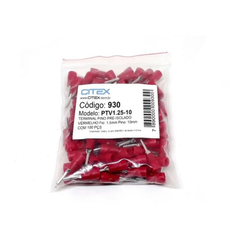 PTV1.25-10 TERMINAL WIRE  0.5-1.5mm²  10mm 100 Pcs