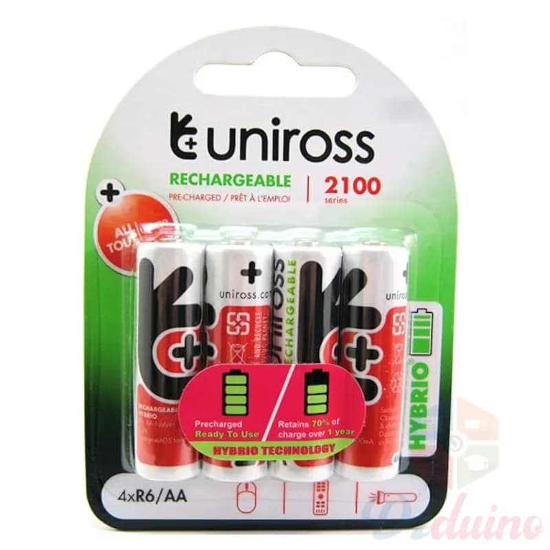 Uniross  بطاريات قابلة للشحن 4xR6/AA 2100 سلسلة 1.2 فولت