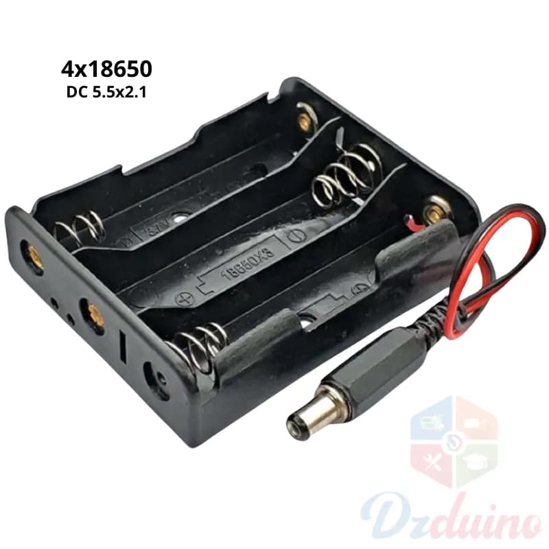 حامل بطارية 3x18650 مع موصل تيار مستمر