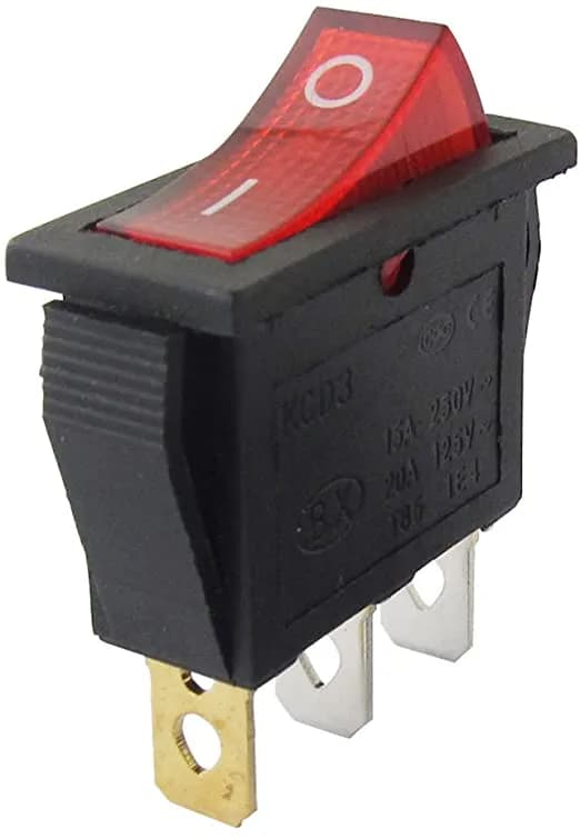 KCD3 bouton rouge On-Off 3Pin DPST Interrupteur à bascule