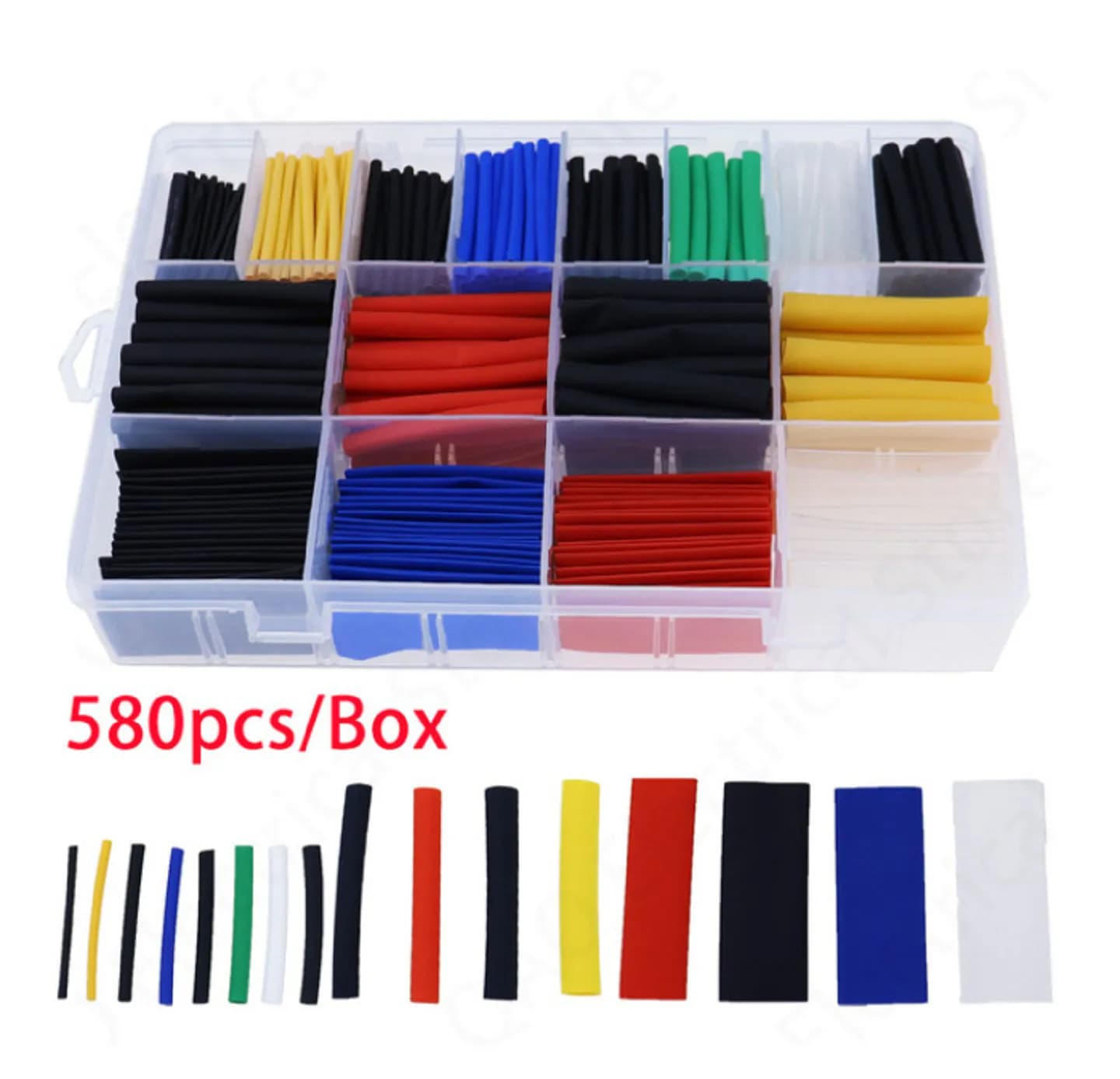 580pcs/ lot ensemble de tubes thermorétractables 