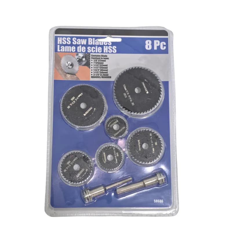 HSS CUTTING SAW BLADE SET FOR ROTARY TOOL – 8 PCS