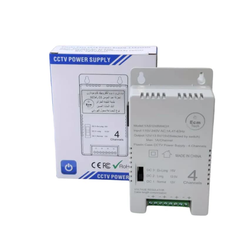 Alimentation CCTV 4 Canaux – ECM Tech YAS12180W4CH
