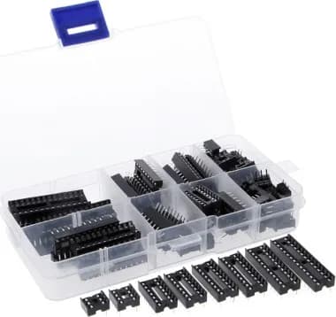 66Pcs DIP IC Sockets Adaptateur  6,8,14,16,18,20,24,28 Pin