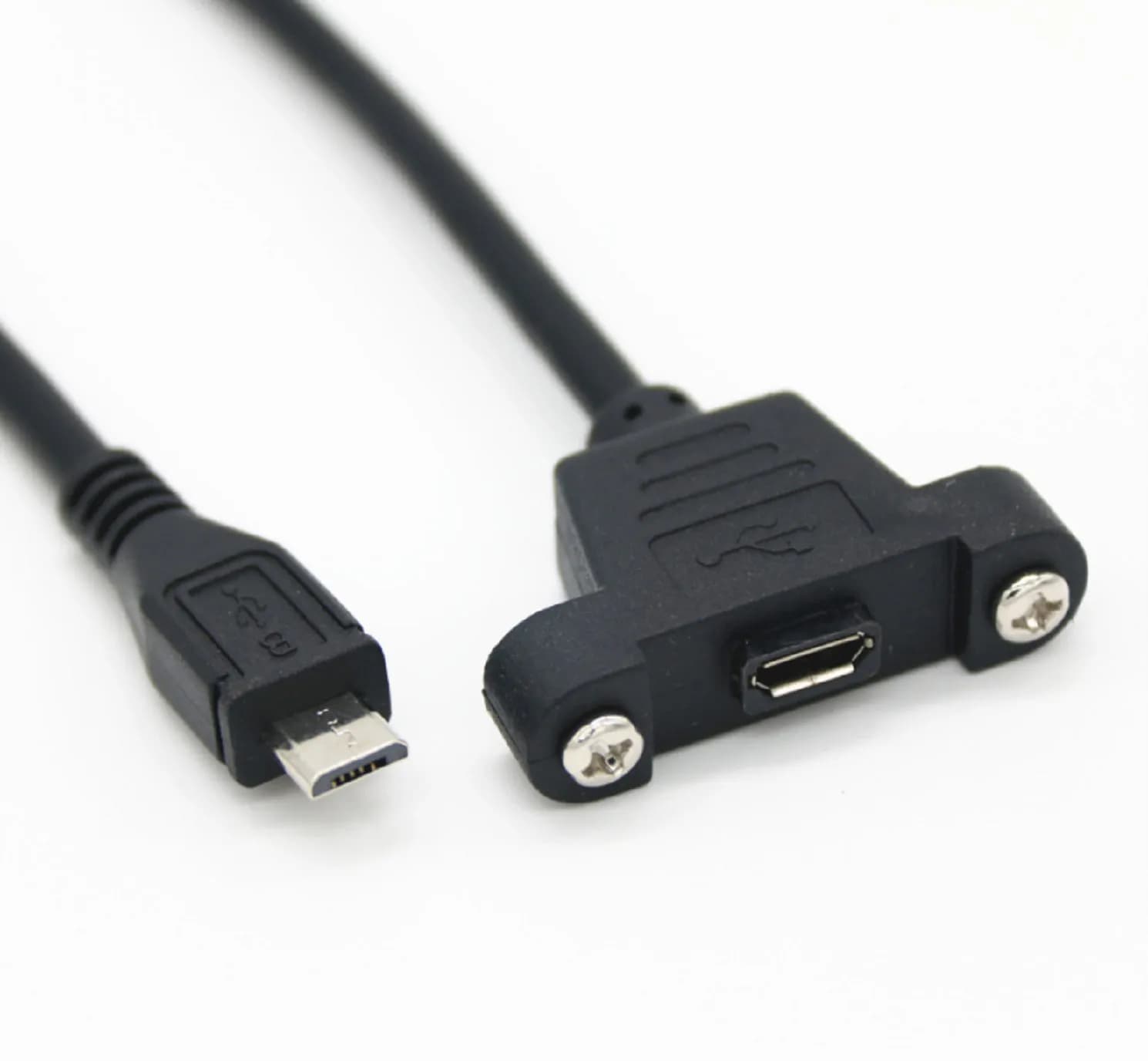 Câble d'extension micro USB 2.0 mâle à femelle 50cm avec trou de montage sur panneau à vis