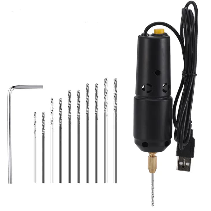 Ensemble de mini perceuse électrique USB noire de type 360
