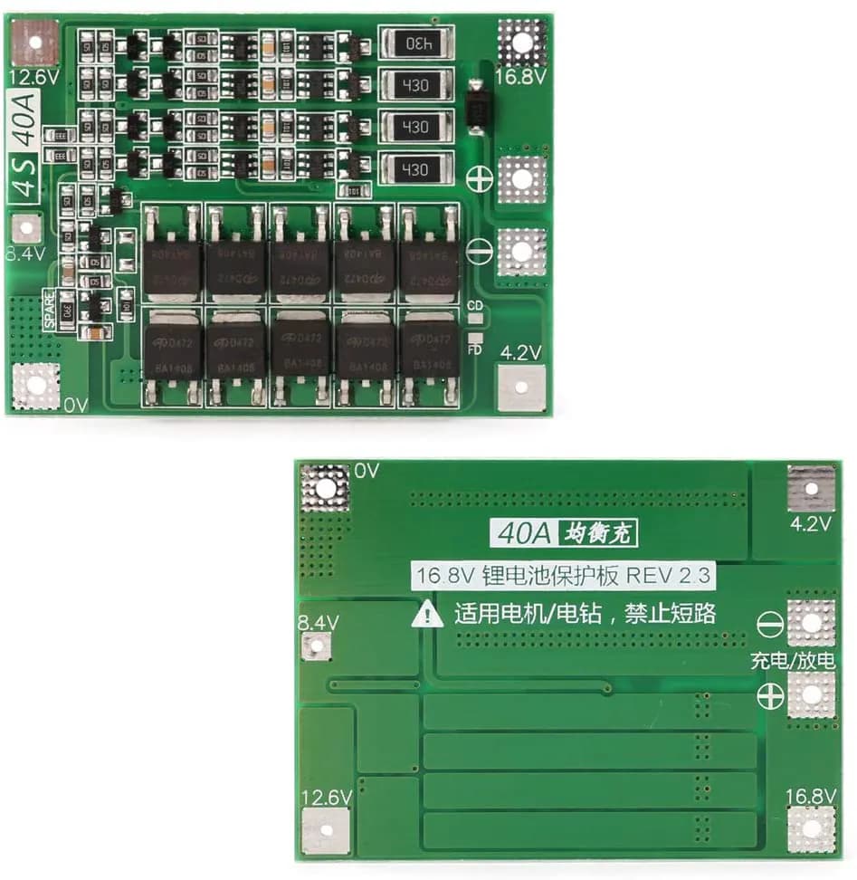 4S 11.1V 12.6V 40A 18650 Lithium Battery BMS Protection Board