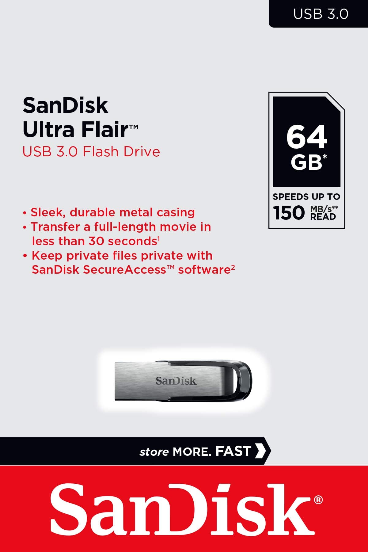 قرص فلاش سانديسك الترا فلاير 64 جيجا - USB 3.0 — image 1