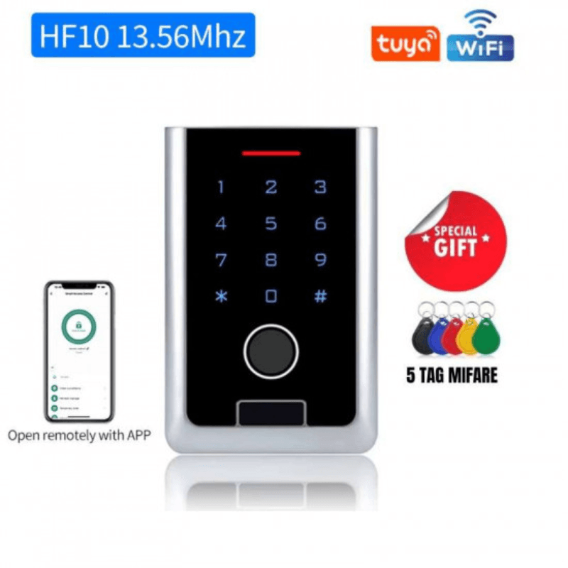 HF10-MF – Clavier de Contrôle d'Accès Wi-Fi Tuya avec Empreinte Digitale et Lecteur MIFARE — image 1