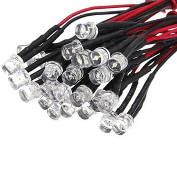 3mm Diode LED Précâblé blanc  3-12V  Avec 20 CM Cable — image 1
