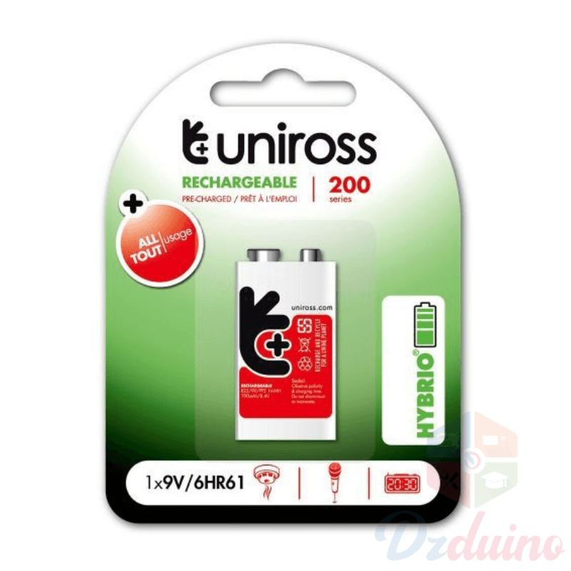 Uniross Uniross 9V Pp3 200Mah Hybrio بطارية قابلة للشحن مشحونة مسبقًا — image 1