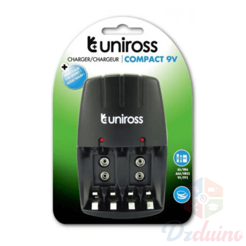 Chargeur de batterie compact AA/AAA/9V R6/R003/PP3 UNIROSS UCW001 — image 1