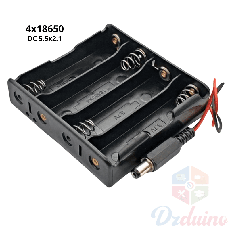 حامل بطارية 4x18650 مع موصل تيار مستمر — image 1