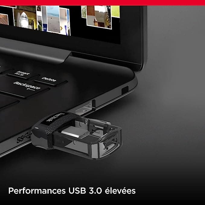 Sandisk Ultra m3.0 USB Micro 64 Go pour PC et OTG  — image 1