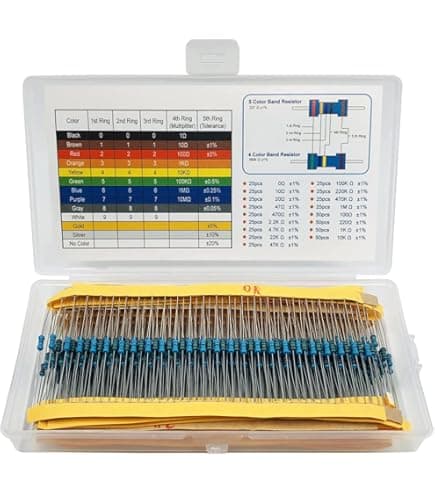 30 Values 1% Resistor Kit Assortment, 10 Ohm-1M Ohm (Pack of 600) — image 1