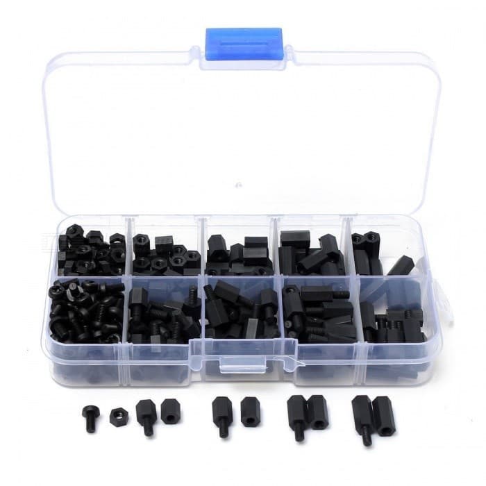 3 Nylon Noir M-F Entretoises Hexagonales Vis Kit D'assortiment D'écrou 250pcs — image 1