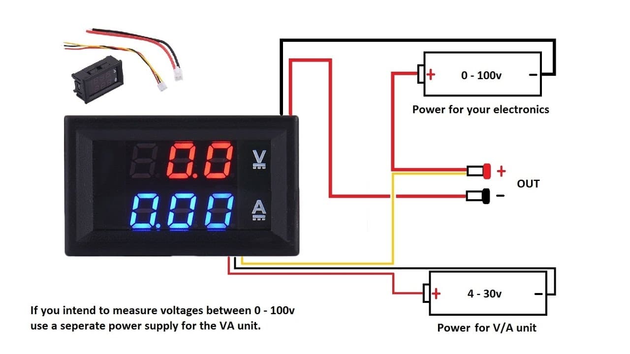 100V 10A Voltmètre Ampèremètre Bleu + LED rouge Amp — image 1