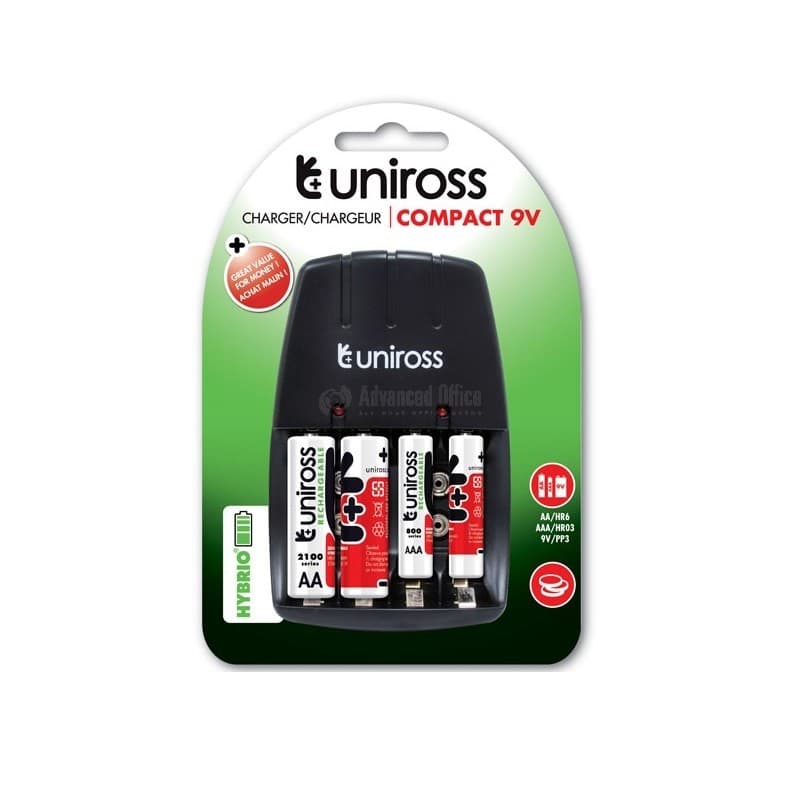 شاحن بطارية مدمج AA/AAA/9V R6/R003/PP3 UNIROSS UCW001A مع 4xAA — image 1
