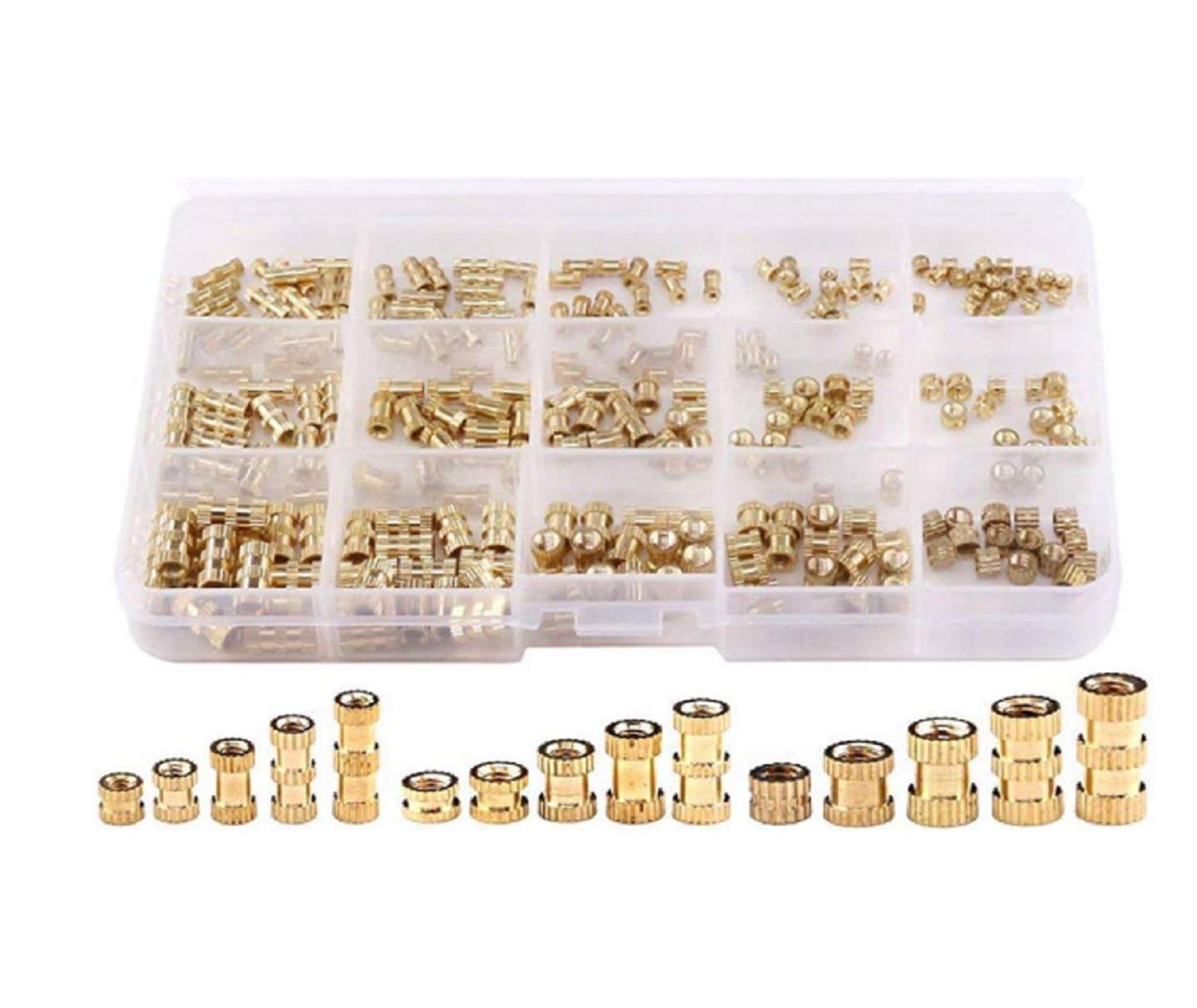 Kit d'assortiment d'ecrou en laiton moleté M2 M3 M4 Femalle 250pcs — image 1