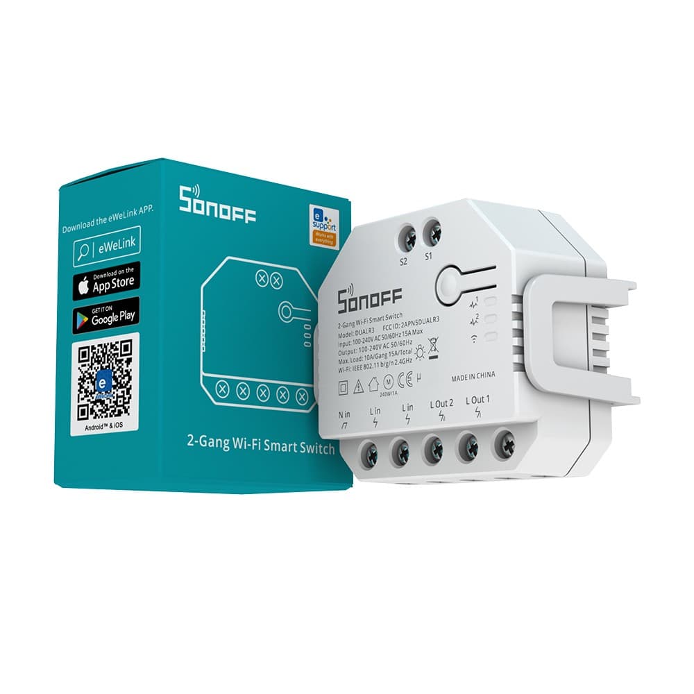 Sonoff Dual (R3) 2gang WiFi smart relay switch with power meter — image 1