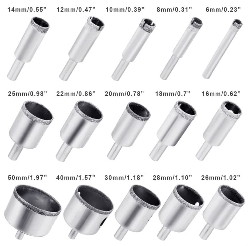15Ppcs Diamond Hole saw Drill Bit 6-50mm Ceramic Porcelain Glass Marble  — image 1