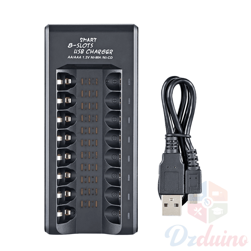 شاحن USB ذكي 8 فتحات USB لبطارية ليثيوم أيون AA/AAA 1.2 فولت — image 1