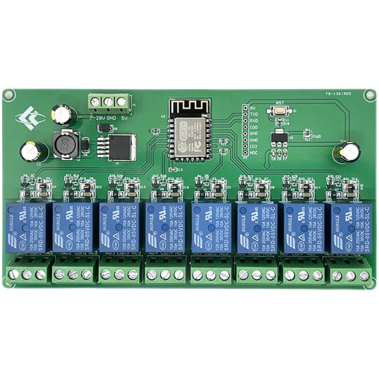 وحدة ترحيل WIFI  ESP8266 لاسلكية ذات 8 قنوات DC 7-28V/5V — image 1