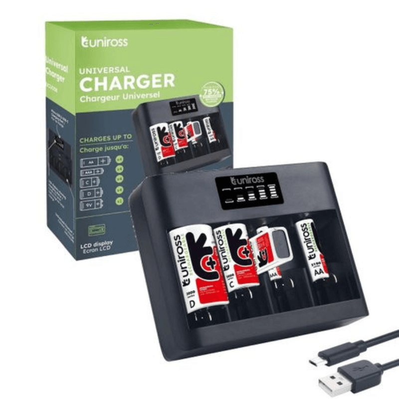 Chargeur Universel Uniross UCU008 pour Piles AA, AAA, C, D et 9V — image 1