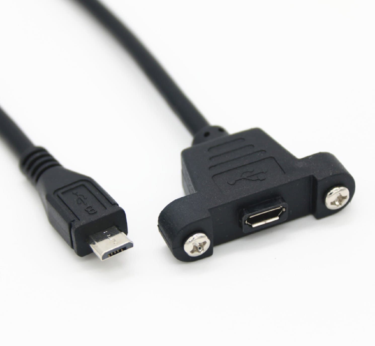 Câble d'extension micro USB 2.0 mâle à femelle 50cm avec trou de montage sur panneau à vis — image 1