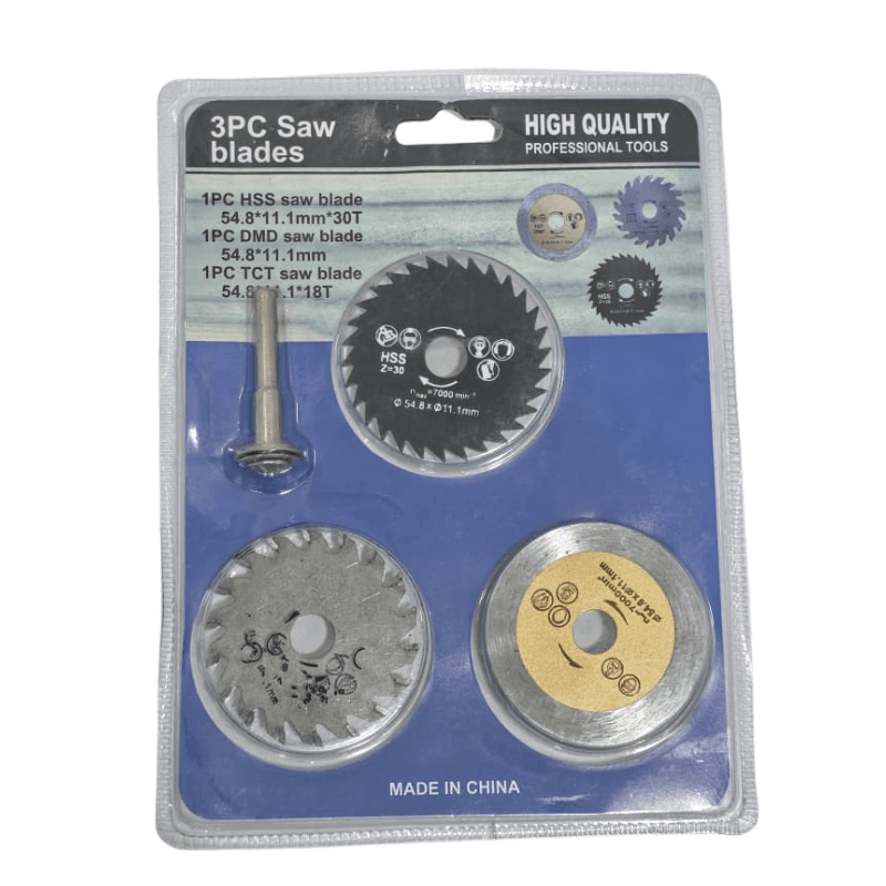 HSS CUTTING SAW BLADE SET FOR ROTARY TOOL – 3 PCS — image 1