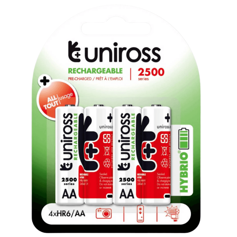 Uniross  بطاريات قابلة للشحن 4xR6/AA 2500 سلسلة 1.2 فولت — image 1