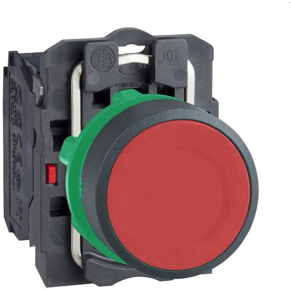 BOUTON POUSSOIR COMPLET AFFLEURANT ROUGE Ø22 AFFLEURANT 220VAC 1NO — image 1