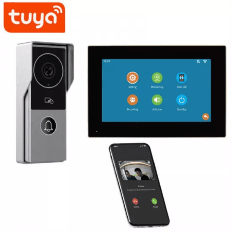 Sonnette videophone Tuya avec moniteur10Inch intelligent et contrôle d'accès aux portes KW06 AHD10 — image 1