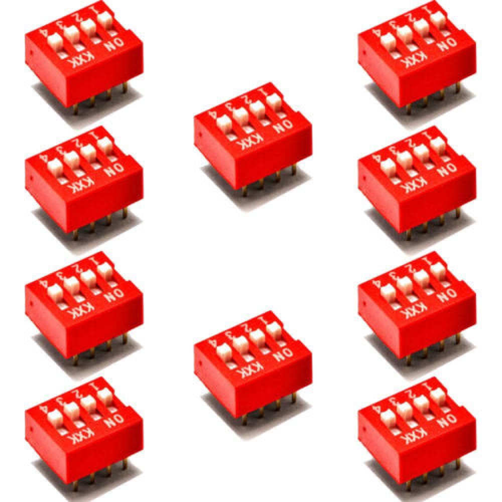 2.54mm 4Positions 8Pin Red DIP Switch  — image 1