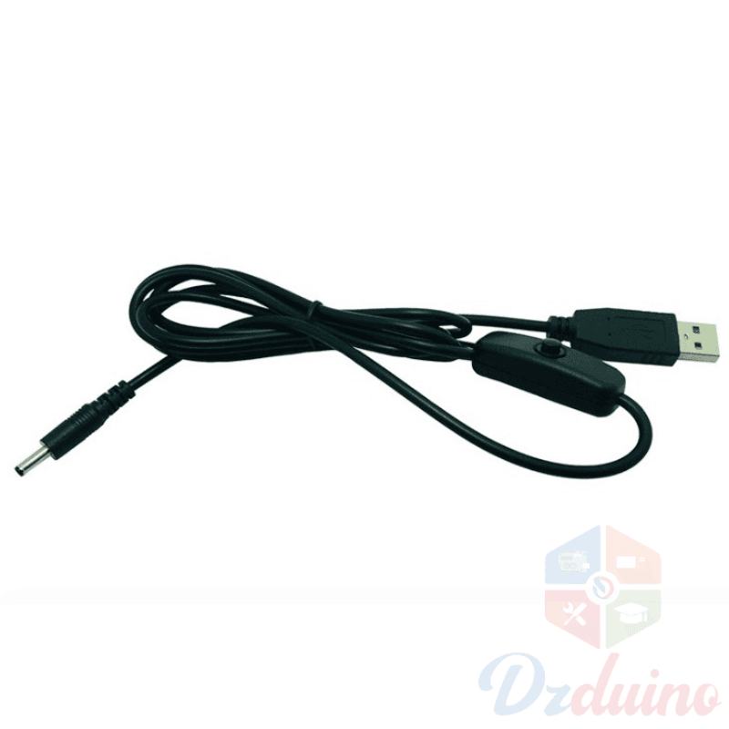 Câble USB vers DC 5521 noir 120cm avec bouton — image 1