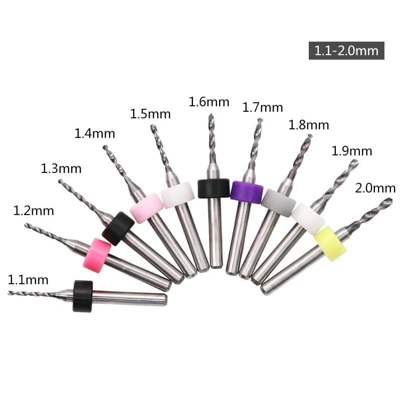 10Pcs 1.1mm-2mm  foret solide de carbure — image 1